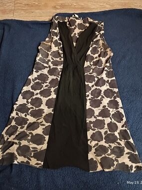 White House Black Market Black and Gray Floral-Panel Mini Dress